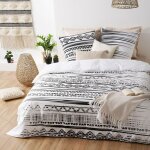Atmosphera - housse de couette 240x260 ethnik nb + 2 taies 100% coton 57 fils
