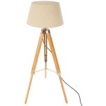 Atmosphera - lampadaire tr�pied en bambou et abat - jour ivoire h 145 cm