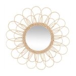Miroir d�co en rotin 'fleur' 56cm naturel