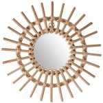 Miroir soleil rotin d30cm atmosphera cr�ateur d'int�rieur