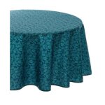 Nappe ronde imprimé 'feuille' 180cm bleu Nappe ronde imprimé 'feuille' 180cm bleu