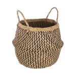 Panier de rangement pliable � anses 'seagrass' 40cm noir & naturel