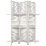 Atmosphera - paravent 3 volets avec 3 �tag�res en bois tiam blanc