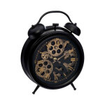 Pendule � poser m�tal & verre 'r�veil' 33cm noir