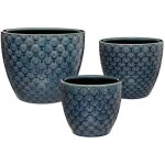 Atmosphera - set de 3 pots fleurs bleu encre d20 25 30cm crateur d'intrieur