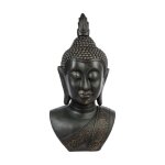 Atmosphera - statue bouddha 'tte souriante' 113cm noir