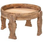 Atmosphera - table � caf� ronde en bois gypsy de style rustique - beige - d. 51 x h. 33, 5 cm - livraison ...