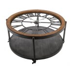 Atmosphera - table basse ronde en m�tal 'chrono' 89cm noir