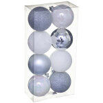 Déco de sapin lot de 8 boules de noël d 7 cm - argent et blanc - feeric christmas Déco de sapin lot de 8 boules de noël d 7 cm - argent et blanc - feeric christmas