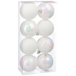 Déco de sapin lot de 8 boules de noël d 7 cm - blanc et neige - feeric christmas Déco de sapin lot de 8 boules de noël d 7 cm - blanc et neige - feeric christmas