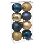 Déco de sapin lot de 8 boules de noël d 7 cm - bleu et or - feeric christmas Déco de sapin lot de 8 boules de noël d 7 cm - bleu et or - feeric christmas