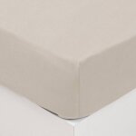 Atmosphera - drap housse unie en coton lav - 160 x 200 cm - ivoire - livraison gratuite
