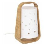 Atmosphera - lampe � poser enfant �toiles ajour�es 26cm blanc