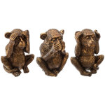 Atmosphera - set de 3 statuettes singes sagesse dor h17cm crateur d'intrieur