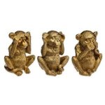 Atmosphera - set de 3 statuettes singes sagesse dor� h17cm cr�ateur d'int�rieur