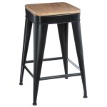 Atmosphera ? tabouret de bar haut joris ? structure en m�tal noir ? assise en bois de badamier ? hauteur ...