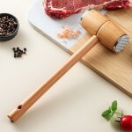 Attendrisseur  viande, maillet  viande, attendrisseur  viande, bois, mtal, 25 cm, naturel