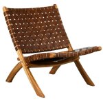 Aubry gaspard - fauteuil pliant en teck et cuir de vache tressé cimahi Aubry gaspard - fauteuil pliant en teck et cuir de vache tressé cimahi