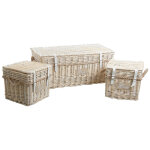 Malles carrées en osier blanchi (lot de 3) Malles carrées en osier blanchi (lot de 3)