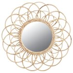 Miroir en rotin fleur