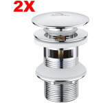 Auralum - 2pcs bonde lavabo rond chrom pop - up surface grande avec trop - plein automatique pusser ...