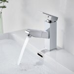 Auralum - 2pcs robinet lavabo avec douchette extractible robinet salle de bain laiton chrom mitigeur ...