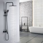 Auralum - colonne de douche noir - ensemble de douche avec douche de tte 26x19cm - douchette  main ...