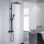 Colonne de douche noir avec mitigeur thermostatique 2 fonctions ensemble de douche design carr set de ...