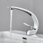 Auralum - design monotrou robinet mitigeur lavabo cascade salle de bain laiton chrom robinetterie de ...