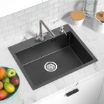 Auralum �vier 1 bac 55�45�18. 5cm �vier cuisine anthracite en acier inoxydable avec distributeur de savon ...