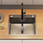 Lonheo - auralum Évier cuisine 1 bac 54x49x20cm Évier à encastrer en acier inox avec distributeur de ... Lonheo - auralum Évier cuisine 1 bac 54x49x20cm Évier à encastrer en acier inox avec distributeur de ...
