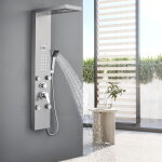 Kit panneau colonne de douche avec douchette hydromassante inox avec buses massants jets de massage panneau ... Kit panneau colonne de douche avec douchette hydromassante inox avec buses massants jets de massage panneau ...