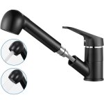 Auralum max - auralum robinet de cuisine noir avec douchette extractible 2 jets mitigeur �vier � 360� ...