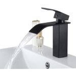Auralum - mitigeur de lavabo cascade noir robinet carré eau froide et chaude robinet vasque à poser en ... Auralum - mitigeur de lavabo cascade noir robinet carré eau froide et chaude robinet vasque à poser en ...