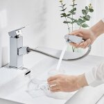 Auralum - mitigeur lavabo avec douchette extractible chrome moderne robinet pour lavabo et vasque salle ...