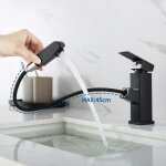Auralum - mitigeur de lavabo noir avec 45cm douchette extractible robinet de salle de bain avec barboteur ...