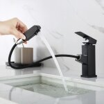 Auralum - mitigeur lavabo noir avec douchette extractible moderne monotrou robinet pour lavabo et vasque ...