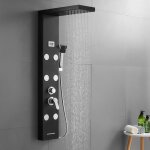 Auralum panneau colonne de douche hydromassante noir en acier inox avec 6 grandes buses massants colonne ...