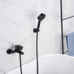 Auralum - robinet de baignoire avec douchette � main noir mitigeur de douche cascade avec support et ...