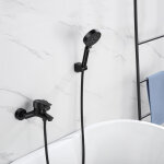 Auralum - robinet de baignoire avec douchette  main noir mitigeur de douche cascade avec support et ...