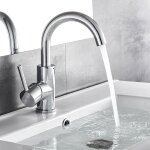 Auralum - robinet de lavabo monotrou rotation  360 d'eau froide et chaude mitigeur robinet en laiton ...