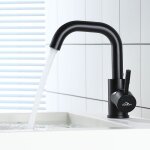 Auralum - robinet lavabo noir avec barboteur dmotable, rotation  360 , mitigeur salle bain en laiton, ...