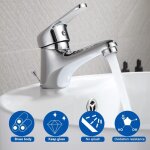 Auralum - robinet avec tirette et bonde robinet salle bain en laiton, mitigeur lavabo, hauteur du bec ...