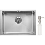 Auralum - vier 1 bac 50x43x18cm vier cuisine en inox avec siphon, trop plein et distributeur de savon, ...