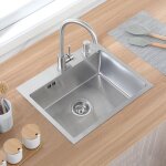 Auralum - vier 1 bac 55x45x18, 5cm �vier � encastrer et � poser pour table � partir de 60 cm, �vier cuisine ...