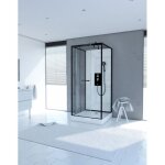 Aurlane - cabine de douche carre 80x80x230cm - extra blanc et profil noir mat - lunar square 80