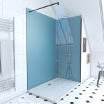 Aurlane - pack douche à l'italienne 90x120 - kit panneaux muraux bleu / noir + receveur + paroi transparente ... Aurlane - pack douche à l'italienne 90x120 - kit panneaux muraux bleu / noir + receveur + paroi transparente ...