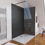 Aurlane - pack douche à l'italienne receveur 90x120 + paroi transparente + panneaux muraux finition ardoise ... Aurlane - pack douche à l'italienne receveur 90x120 + paroi transparente + panneaux muraux finition ardoise ...