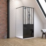 Aurlane - ensemble douche � l'italienne avec receveur blanc 90x90 + paroi atelier 90cm