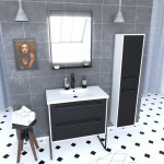 Aurlane - meuble salle de bains 80 cm, vasque blanche, miroir led et colonne - blanc et noir - structura ... Aurlane - meuble salle de bains 80 cm, vasque blanche, miroir led et colonne - blanc et noir - structura ...